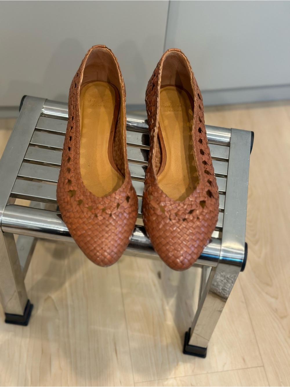 Sezane Woven Leather Flats in Tan - Picture 11 of 13